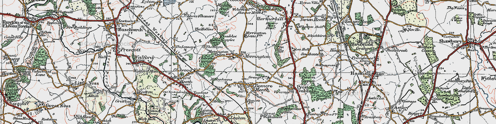 Old map of Merrington in 1921