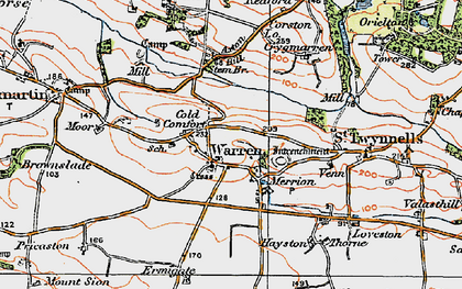 Old map of Axton Hill in 1922