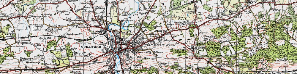 Old map of Merrow in 1920