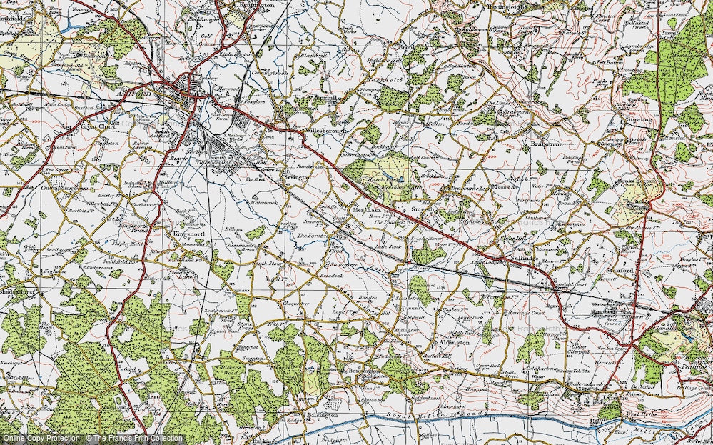 Old Map of Mersham, 1921 in 1921