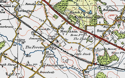 Old map of Mersham in 1921