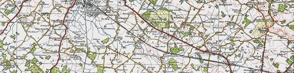 Old map of Mersham in 1921