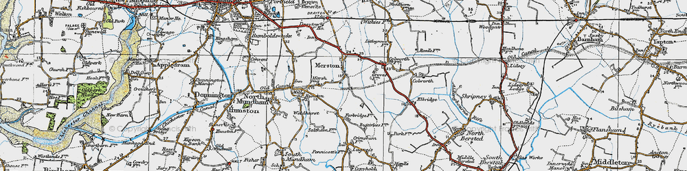 Old map of Merston in 1919