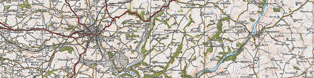 Old map of Merther in 1919