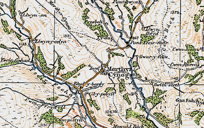 Old map of Merthyr Cynog in 1923