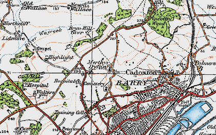 Old map of Merthyr Dyfan in 1919