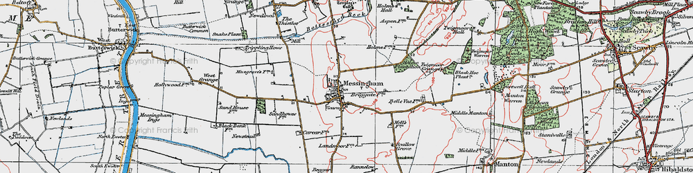Old map of Messingham in 1923