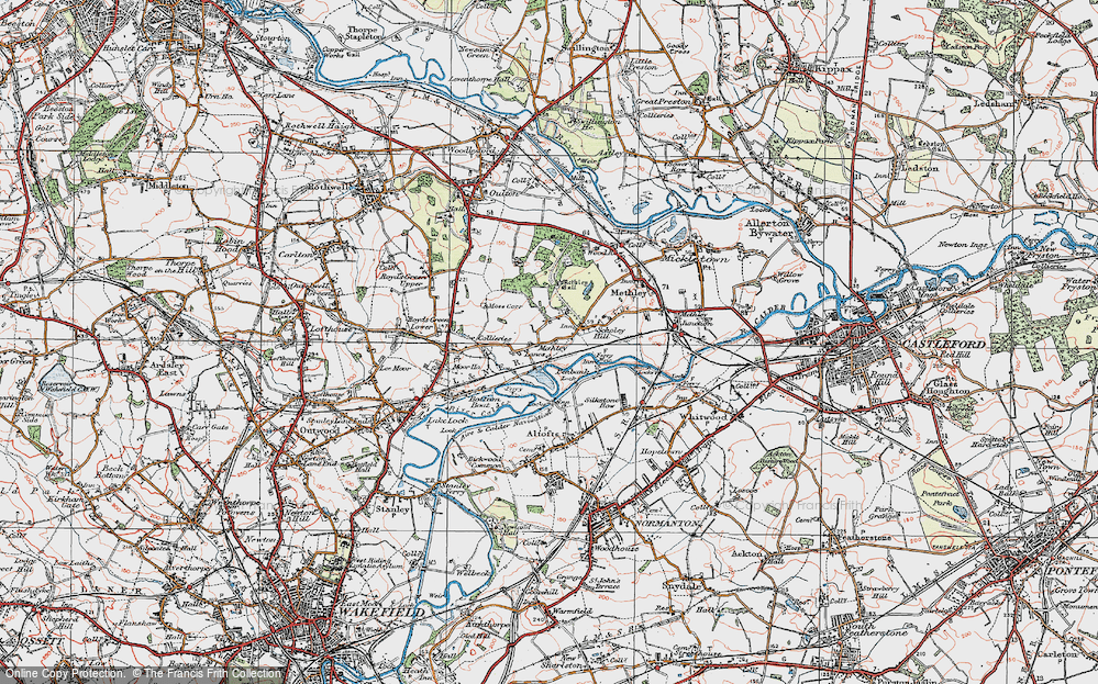 Old Map of Methley Lanes, 1925 in 1925