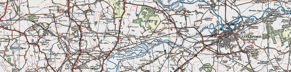 Old map of Methley Lanes in 1925