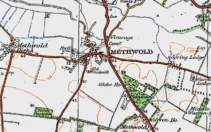 Old map of Methwold in 1921