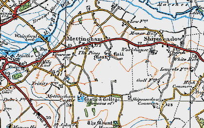 Old map of Mettingham in 1921