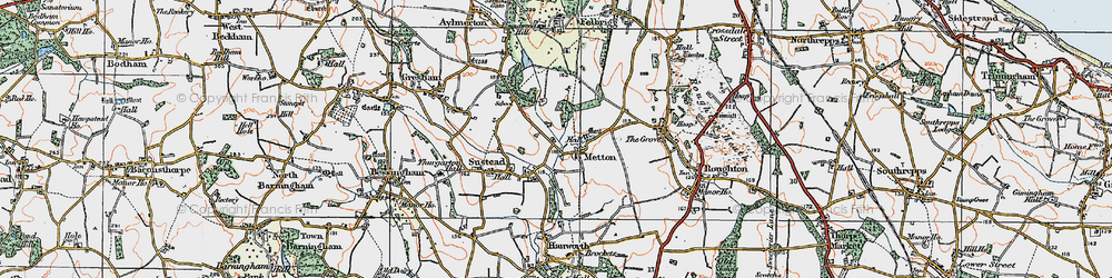 Old map of Metton in 1922