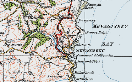 Old map of Mevagissey in 1919