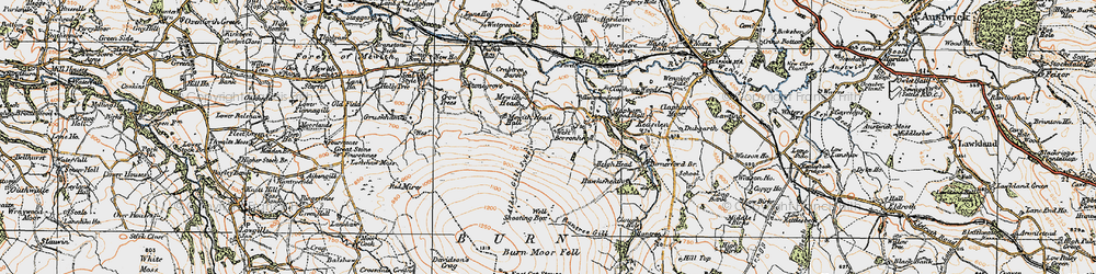 Old map of Burn Moor Fell in 1924