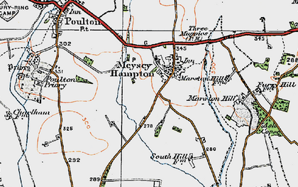 Old map of Meysey Hampton in 1919