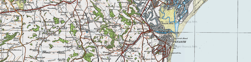 Old map of Michaelston-le-Pit in 1919