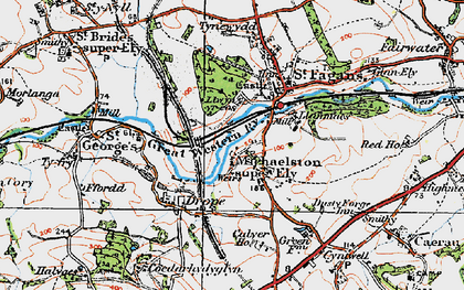 Old map of Michaelston-super-Ely in 1919