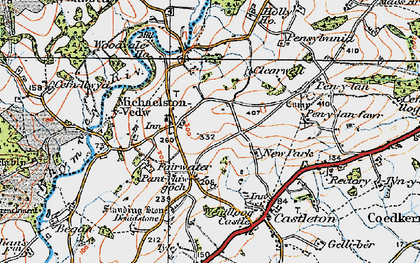 Old map of Michaelston-y-Fedw in 1919