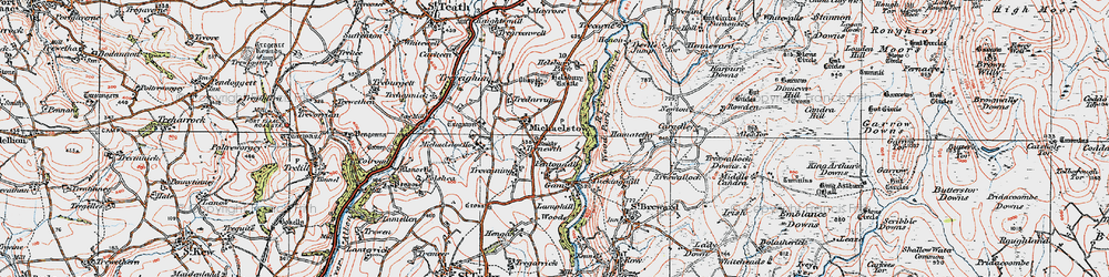 Old map of Michaelstow in 1919