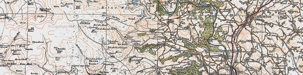 Old map of Buckfastleigh Moor in 1919