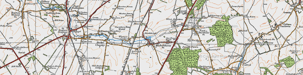 Old map of Micheldever in 1919