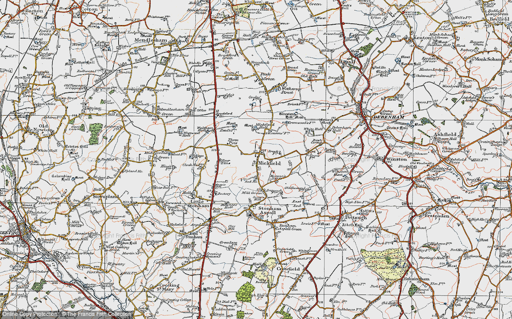 Old Map of Mickfield, 1921 in 1921