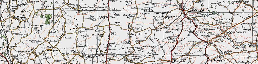 Old map of Mickfield in 1921