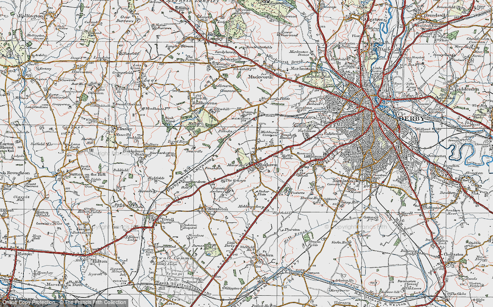 Old Map of Mickleover, 1921 in 1921