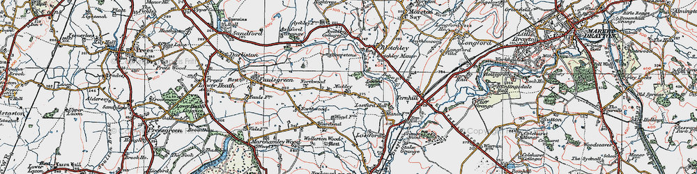 Old map of Mickley in 1921