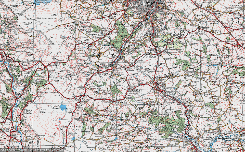 Old Map of Historic Map covering Sheffield Country Walk in 1923