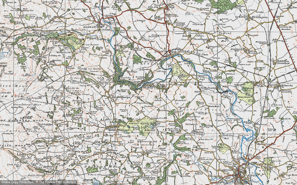 Old Map of Mickley, 1925 in 1925