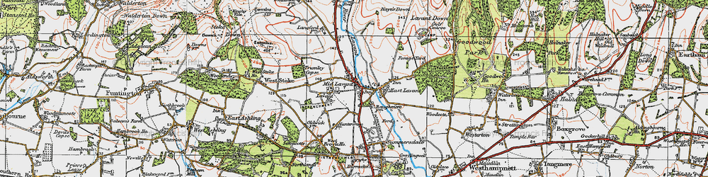 Old map of Mid Lavant in 1919