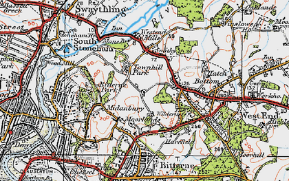 Old map of Midanbury in 1919