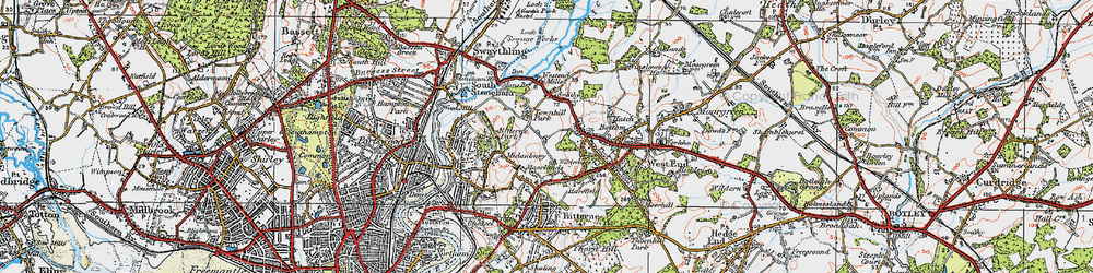 Old map of Midanbury in 1919