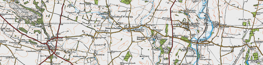Old map of Middle Barton in 1919