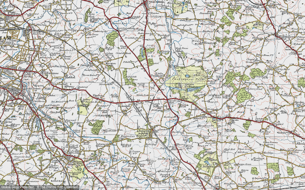Old Map of Middle Bickenhill, 1921 in 1921
