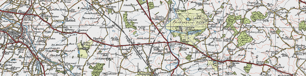 Old map of Bickenhill Plantations in 1921