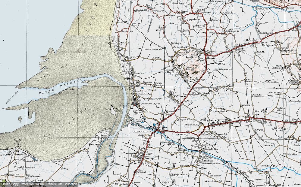 Old Map of Historic Map covering Applewithy Rhyne in 1919