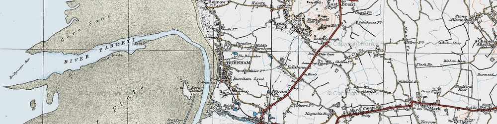 Old map of Burnham Level in 1919