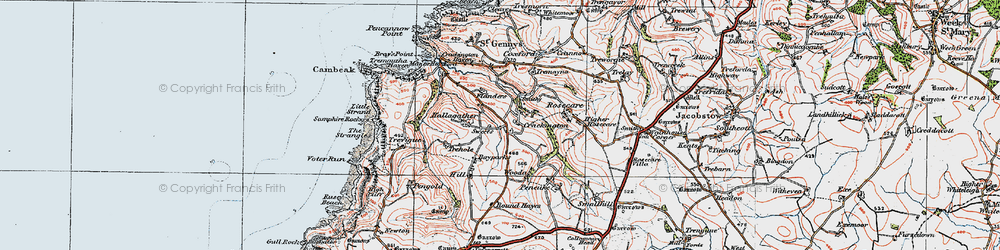 Old map of Middle Crackington in 1919