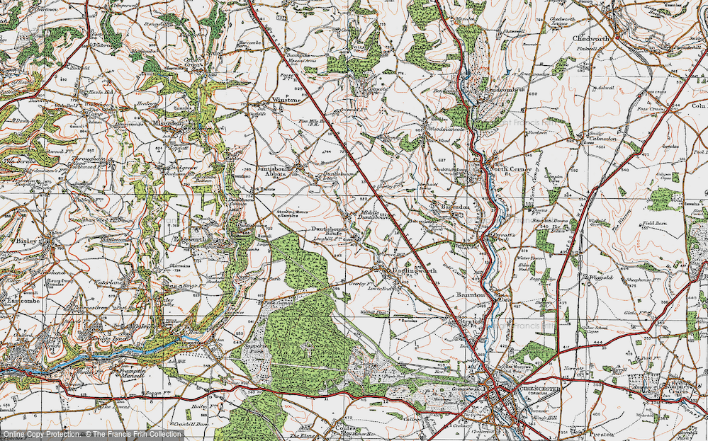 Old Map of Middle Duntisbourne, 1919 in 1919