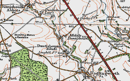 Old map of Middle Duntisbourne in 1919