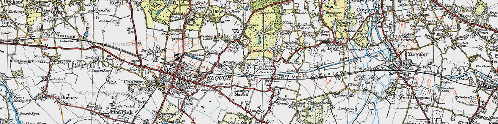 Old map of Middle Green in 1920