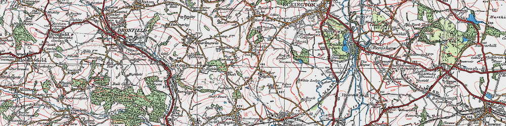 Old map of Middle Handley in 1923