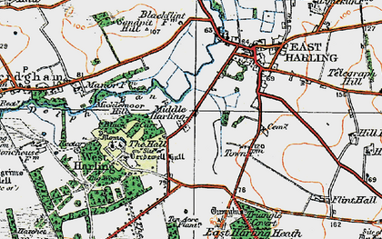Old map of Middle Harling in 1920