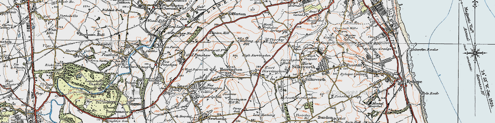 Old map of Middle Herrington in 1925