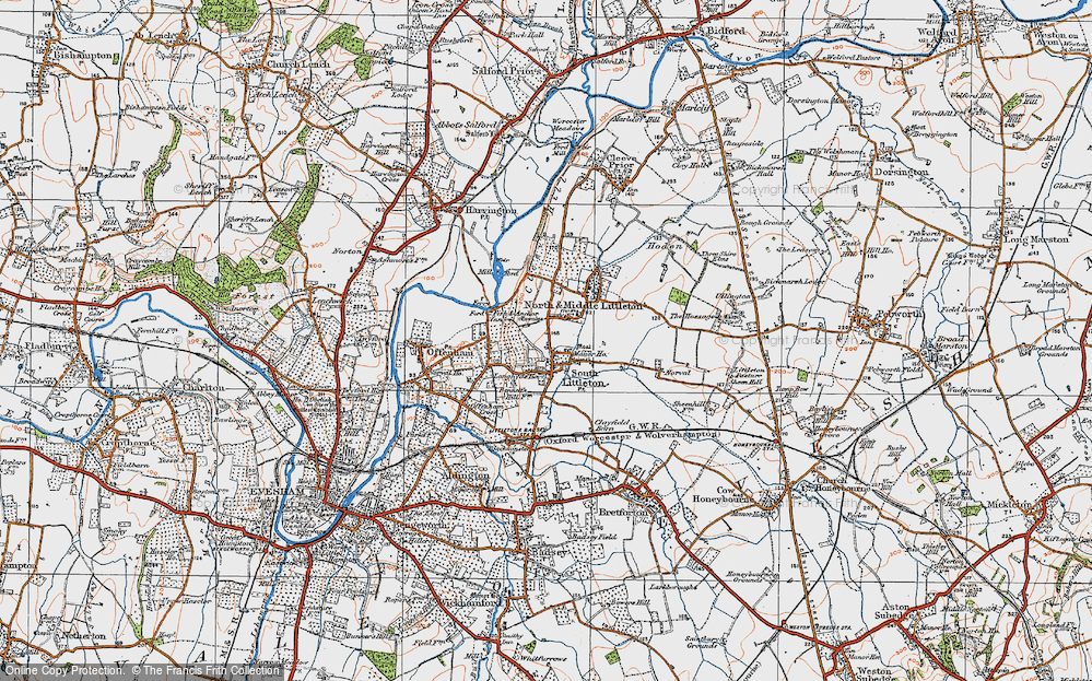 Old Map of Middle Littleton, 1919 in 1919