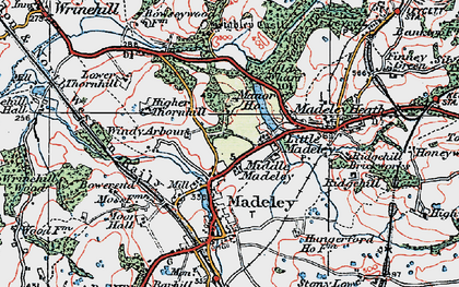 Old map of Middle Madeley in 1921