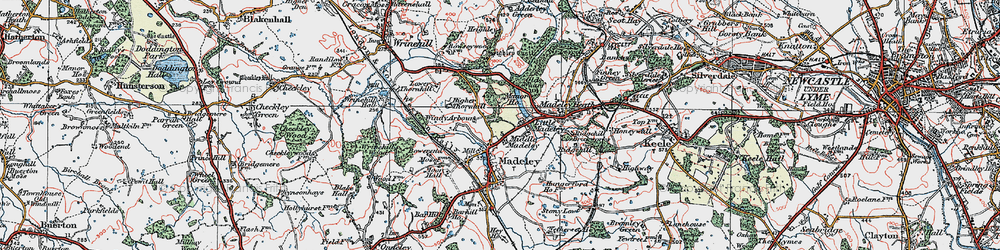 Old map of Middle Madeley in 1921