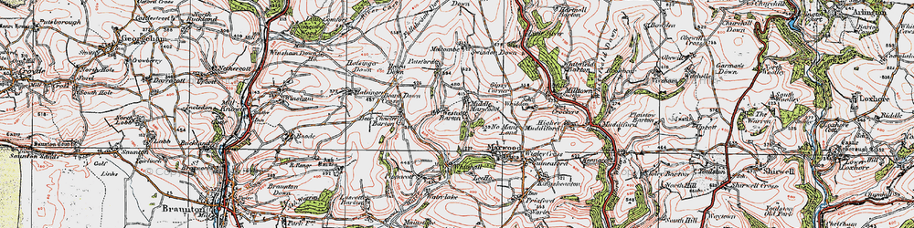 Old map of Westcott Barton in 1919